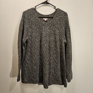 J.Jill Chunky Cable Knit Wool Blend Sweater Women Size Medium Gray New